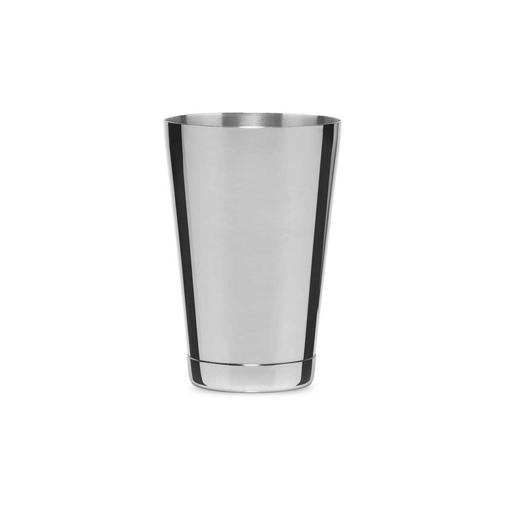 Small stainless steel Koriko cocktail shaking tin on white background