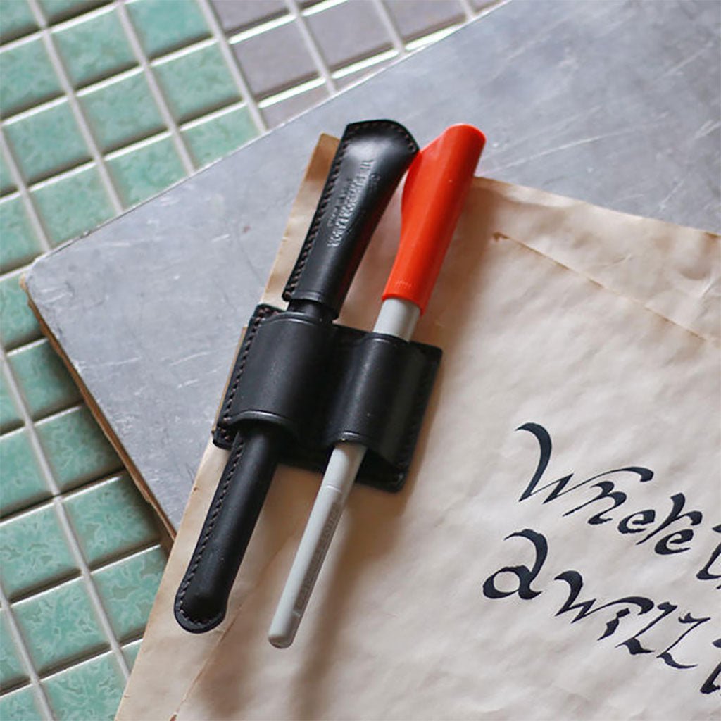 Leather and Brass Clip Pen Holder Boston General Store