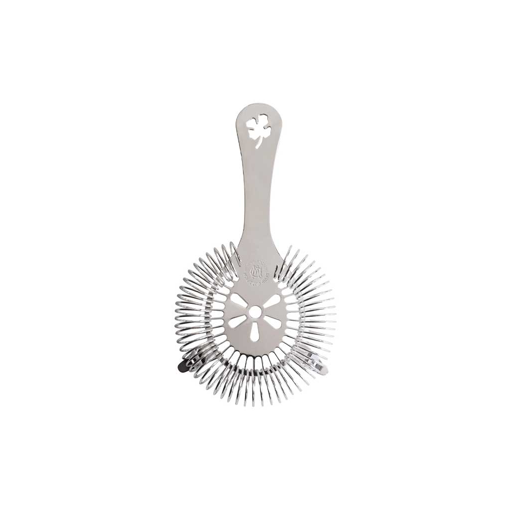 Back of cocktail strainer on white background