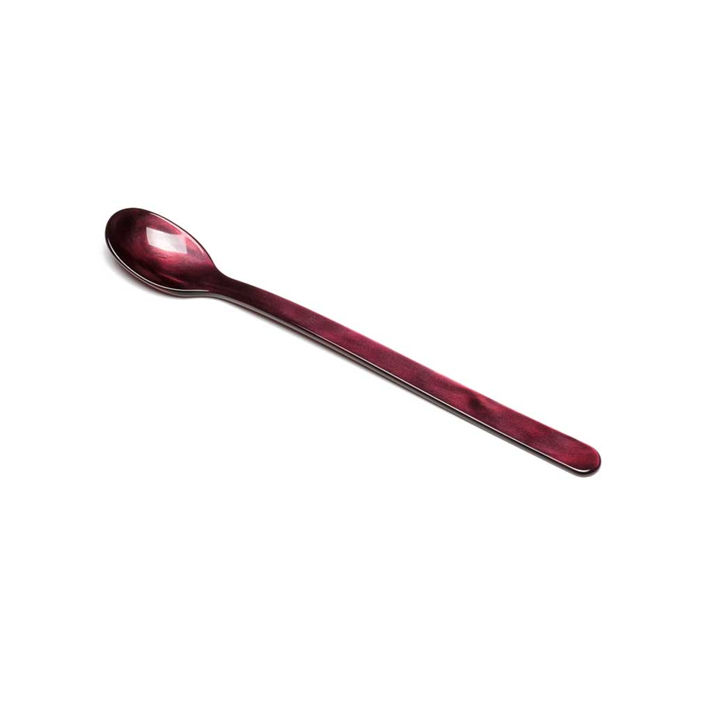Wine purple acrylic long drink spoon on white background