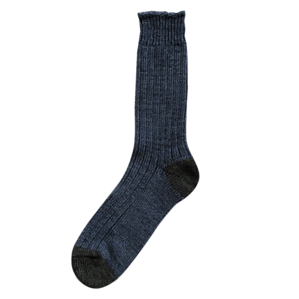 Cotton Ribbed Socks Denim Small  at Boston General Store