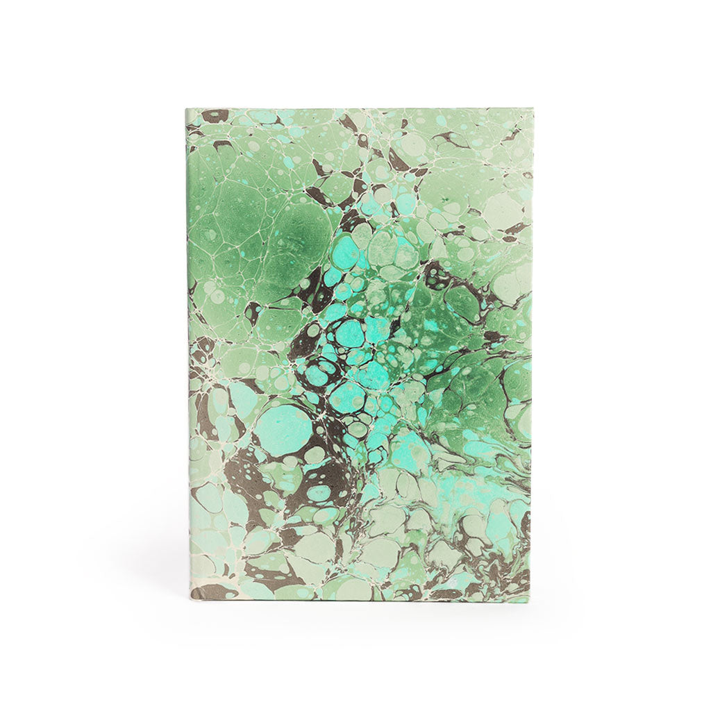 Hardcover Marbled Paper Notebook Blank Pages M4 (Teal + Cream + Black)  at Boston General Store