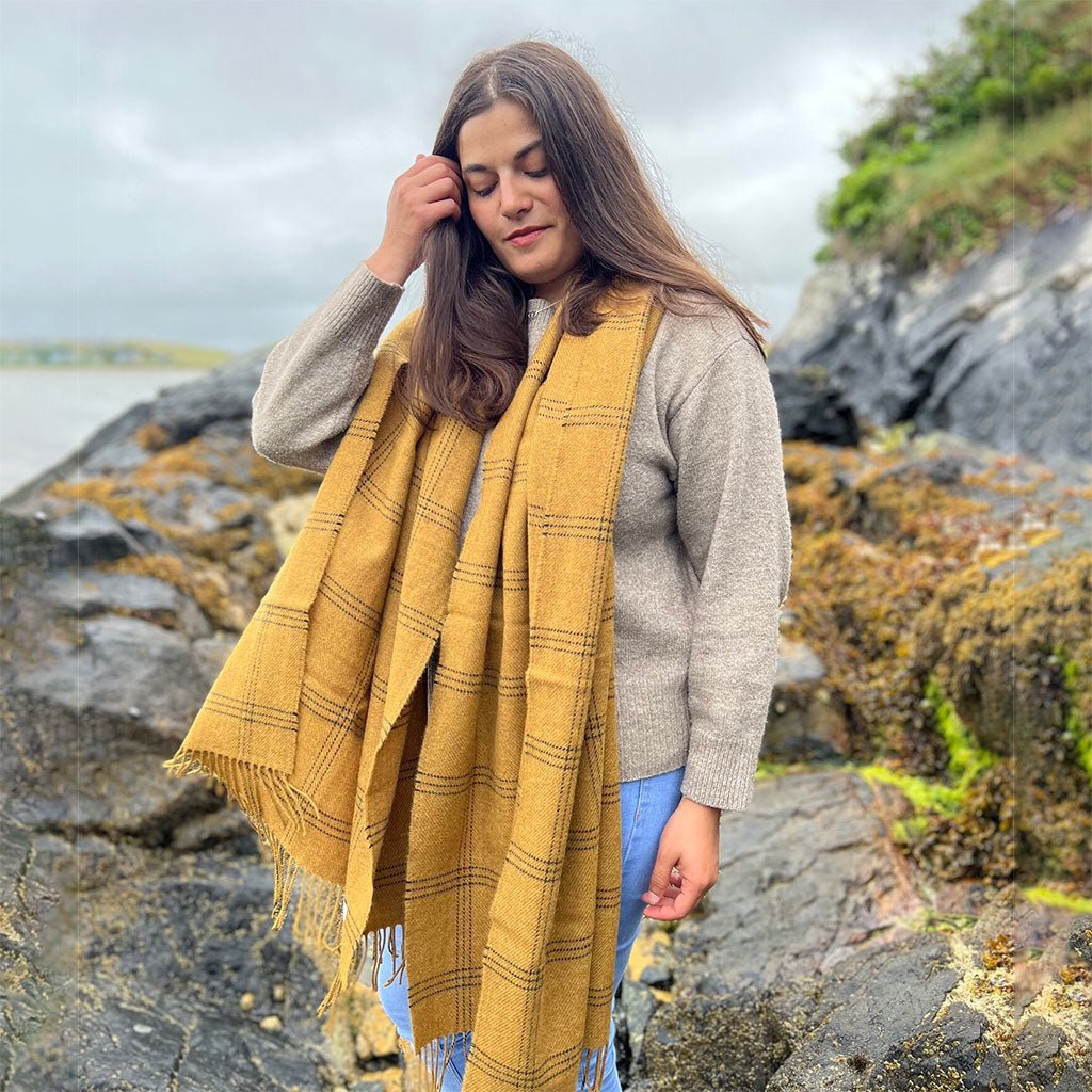 Mead Windowpane Merino Lambswool Blanket Scarf Boston General Store