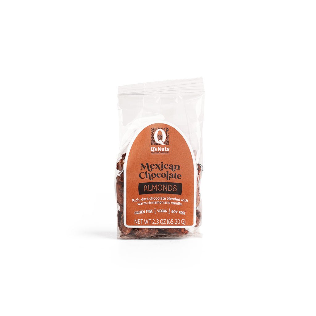 Small package of Mexican Chocolate Almonds on white background