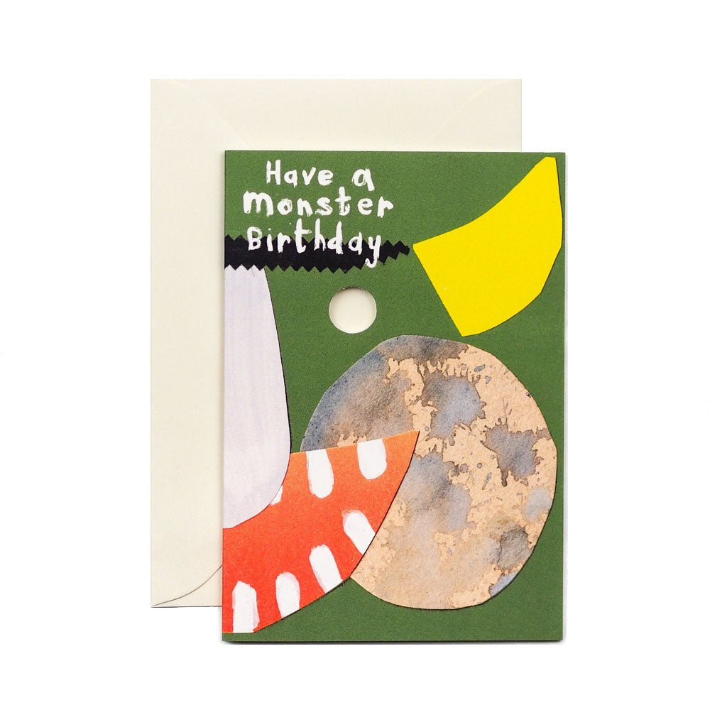 Monster Birthday Mask Card with text that reads have a monster birthday