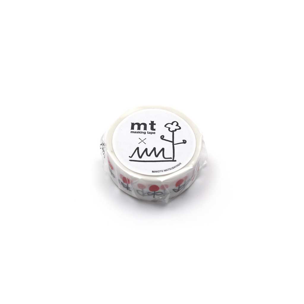 Roll of washi tape with a white label on a white background