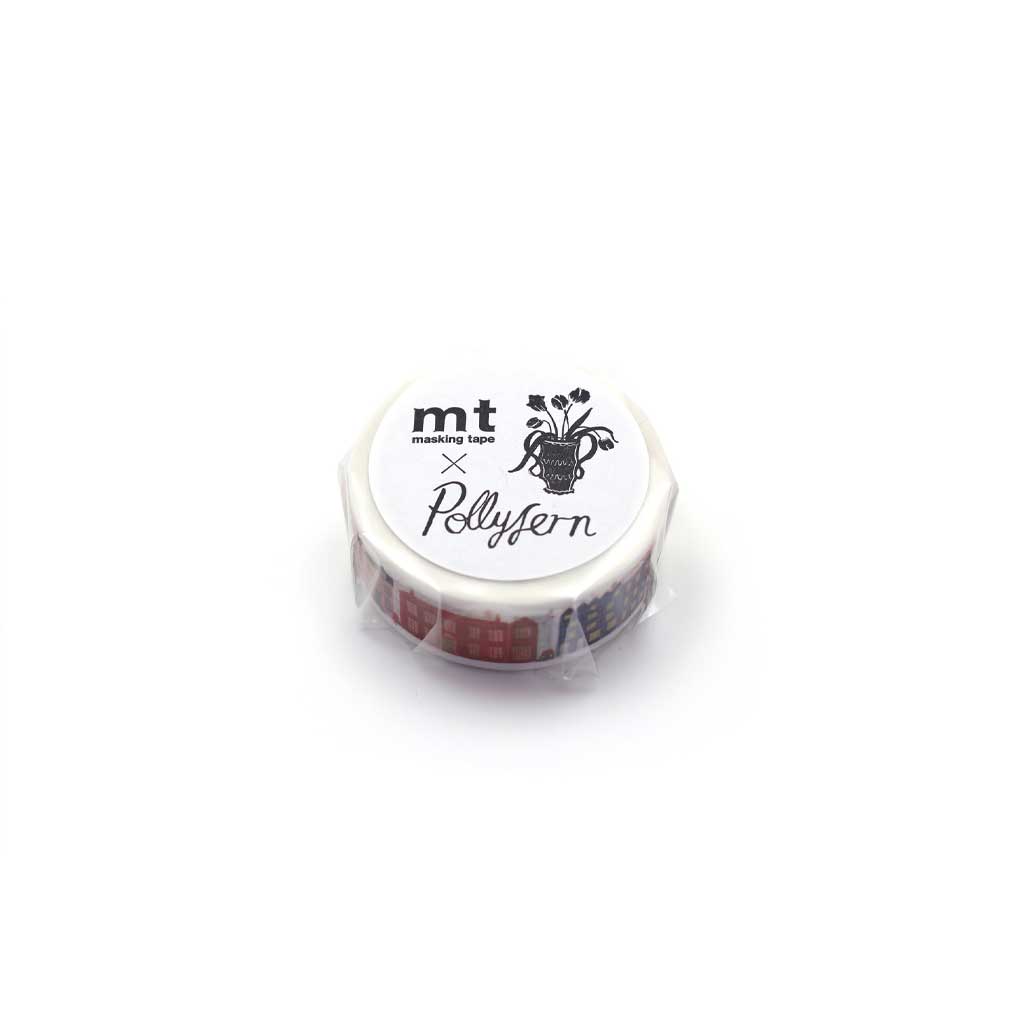 Small roll of mt masking tape with a decorative polly fern label on a white background