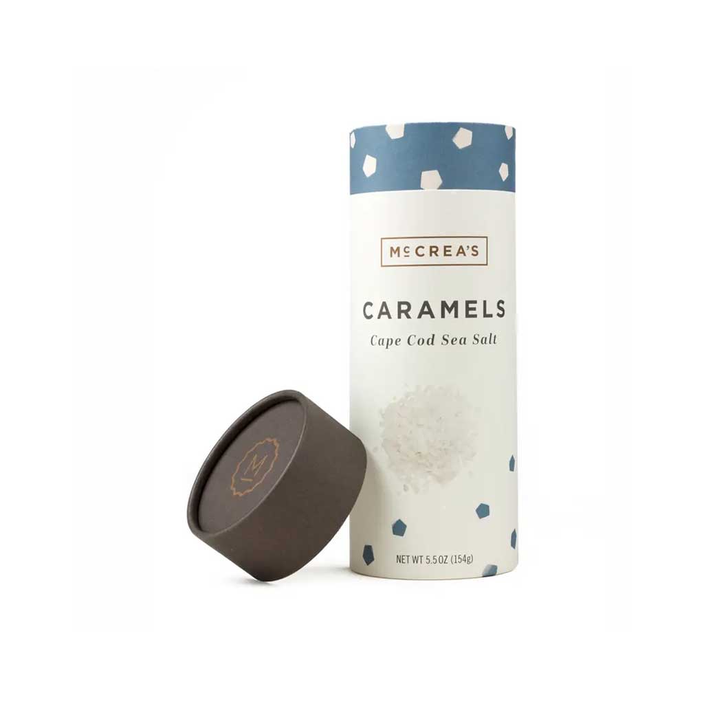 Tube of Mccreas Caramels Cape Cod Sea Salt on a white background