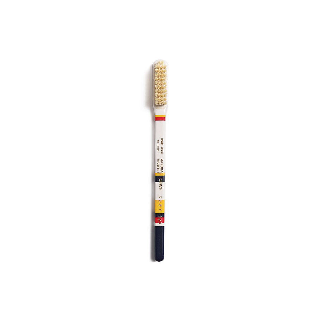 Navy blue and white colorful toothbrush on white background