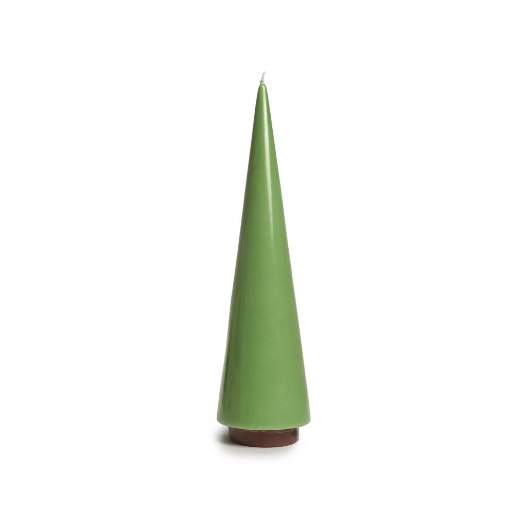 Big sage green candle tree with brown trunk.
