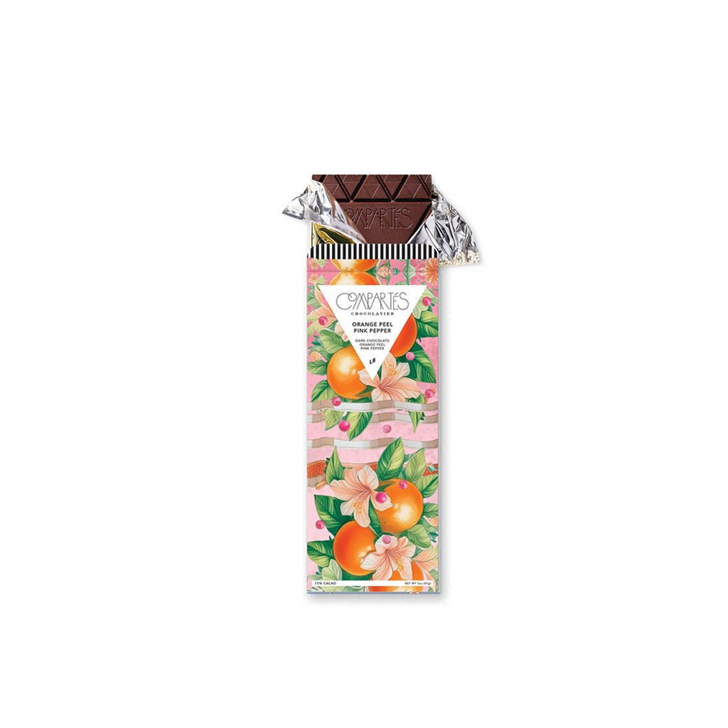 Orange Peel Pink Pepper Vegan Dark Chocolate Bar Boston General Store