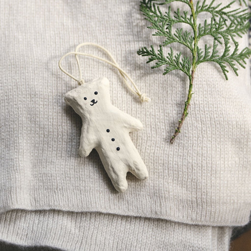 Paper Mache White Bear Ornament Boston General Store