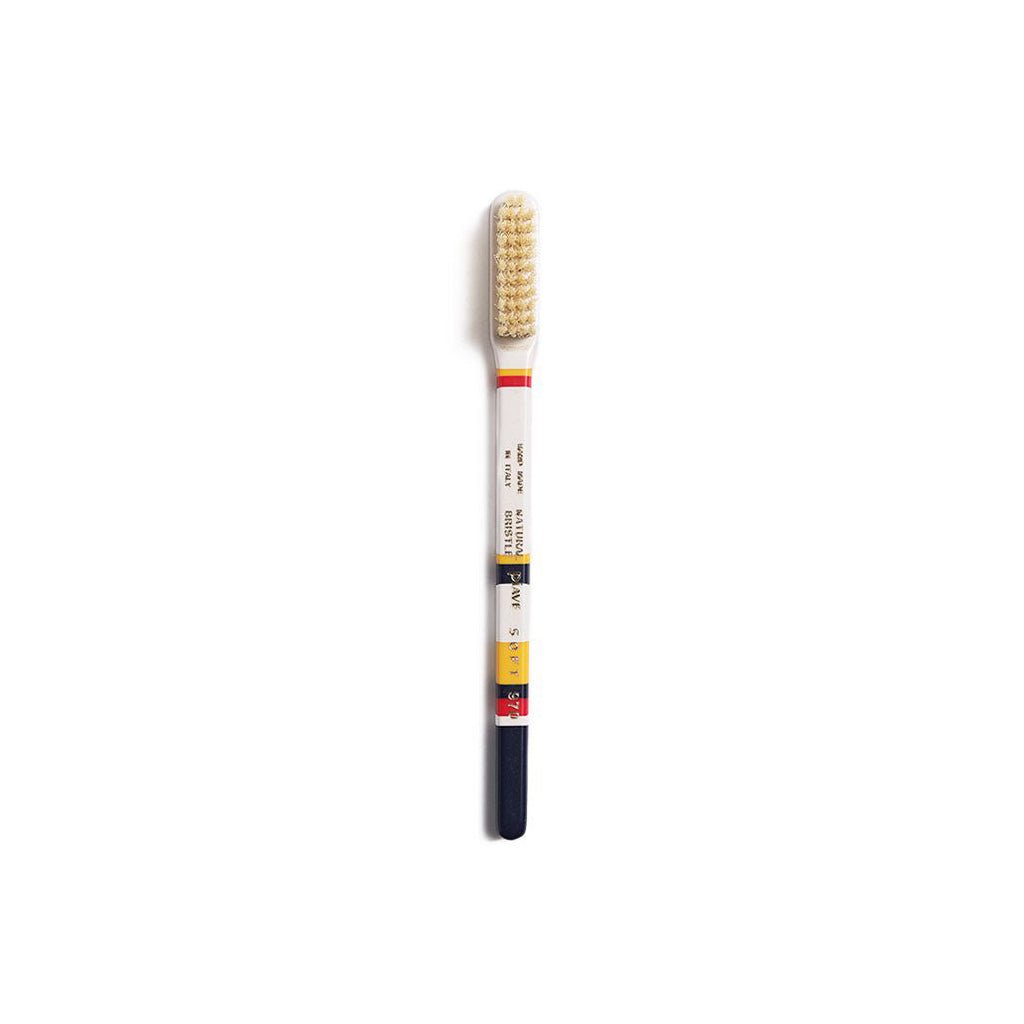 Navy blue and white colorful toothbrush on white background