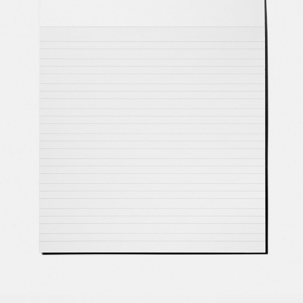 Sheet of lined paper on white background