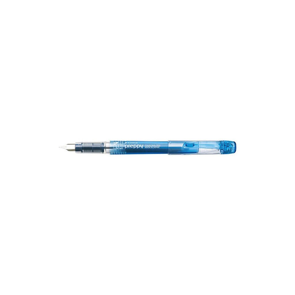 Blue fountain pen on a white background