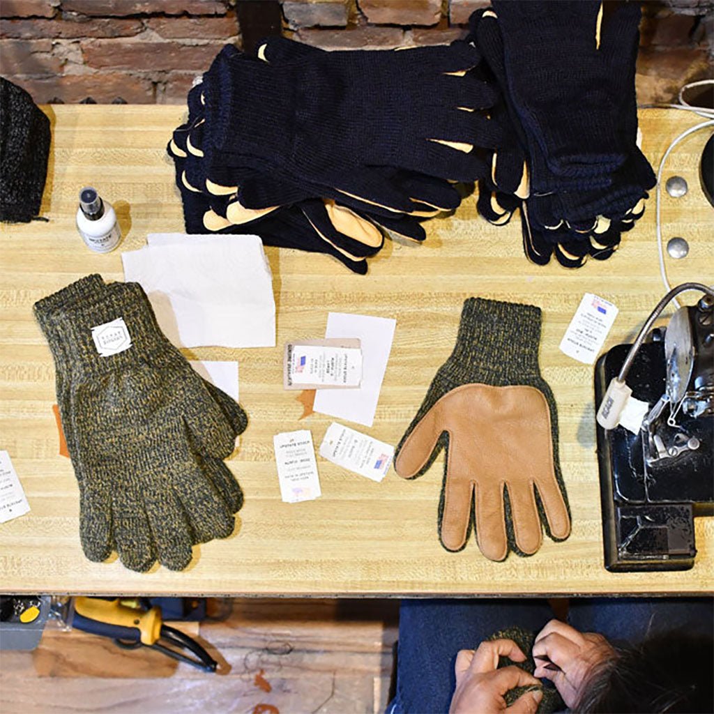 Ragg Wool and Natural Deerskin Gloves Boston General Store