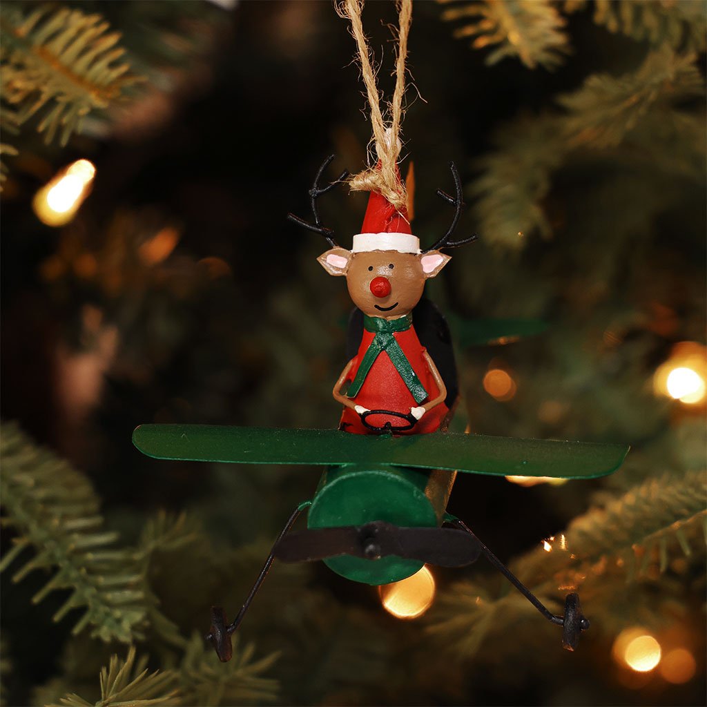 Reindeer in Plane Ornament Boston General Store