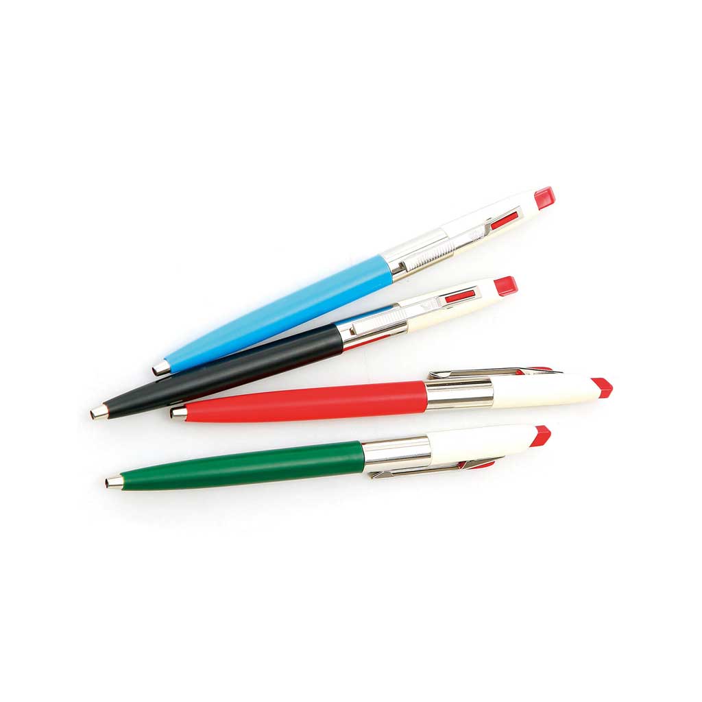 Set of multicolored pens on a white background
