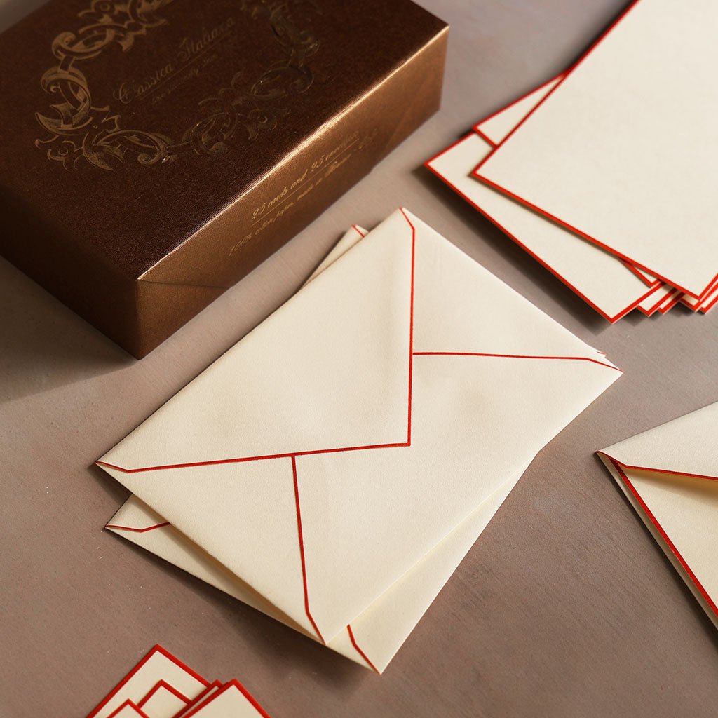 Rossi Classica Italiana Red Stripe Stationery Set, Box of 25 Boston General Store