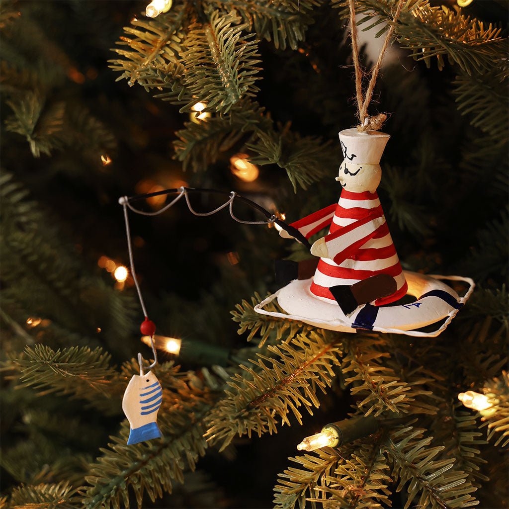 Sailor Fishing from Lifebuoy Ornament Boston General Store
