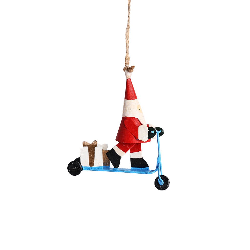 Santa on a Scooter Ornament Boston General Store