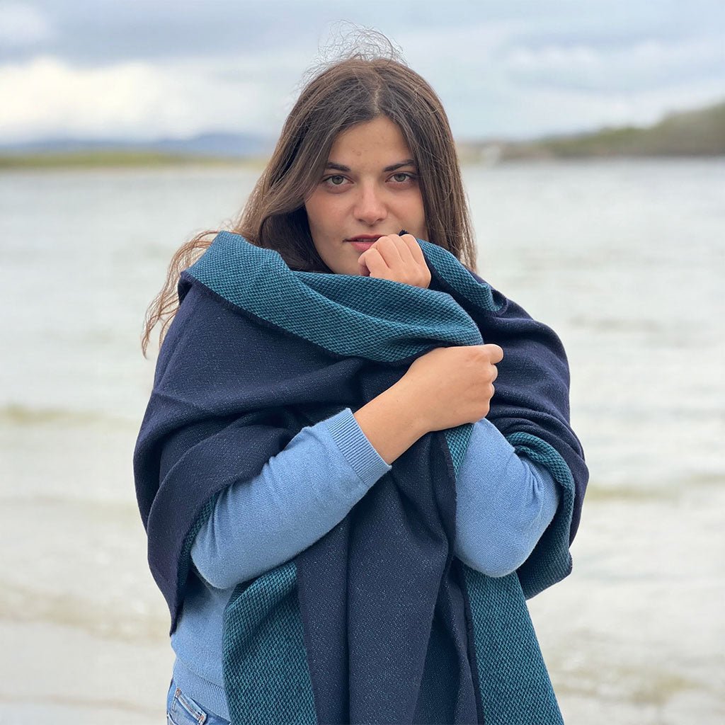 Sapphire and Turquoise Merino Lambswool Wrap Boston General Store