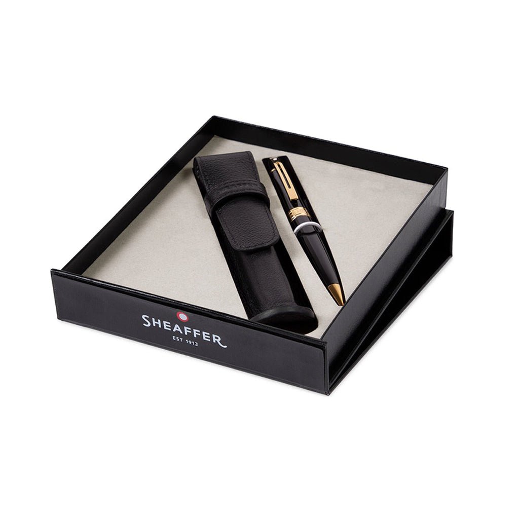 Sheaffer pen set in a black box on a white background