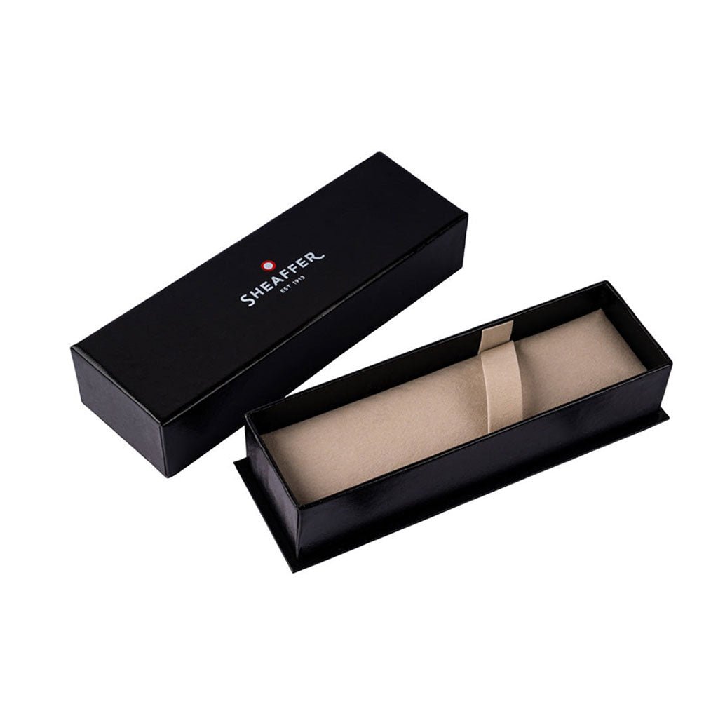 Sheaffer pen box with beige interior on a white background