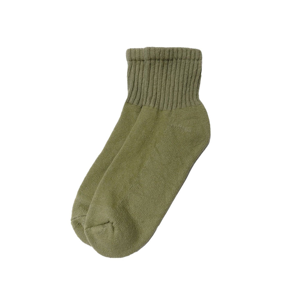 The Solids Quarter Crew Sock Olive   at Boston General Store