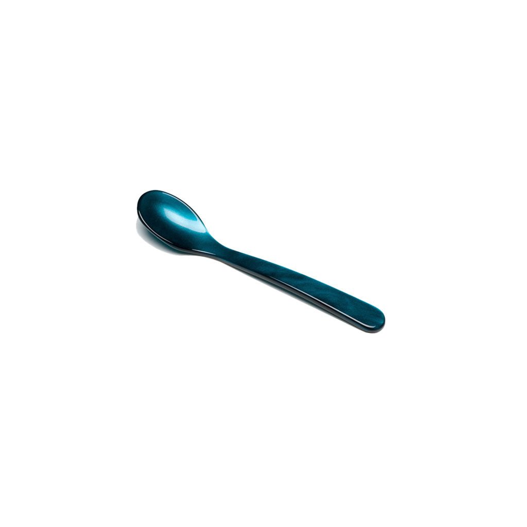 Petrol blue acrylic salt spoon on white background