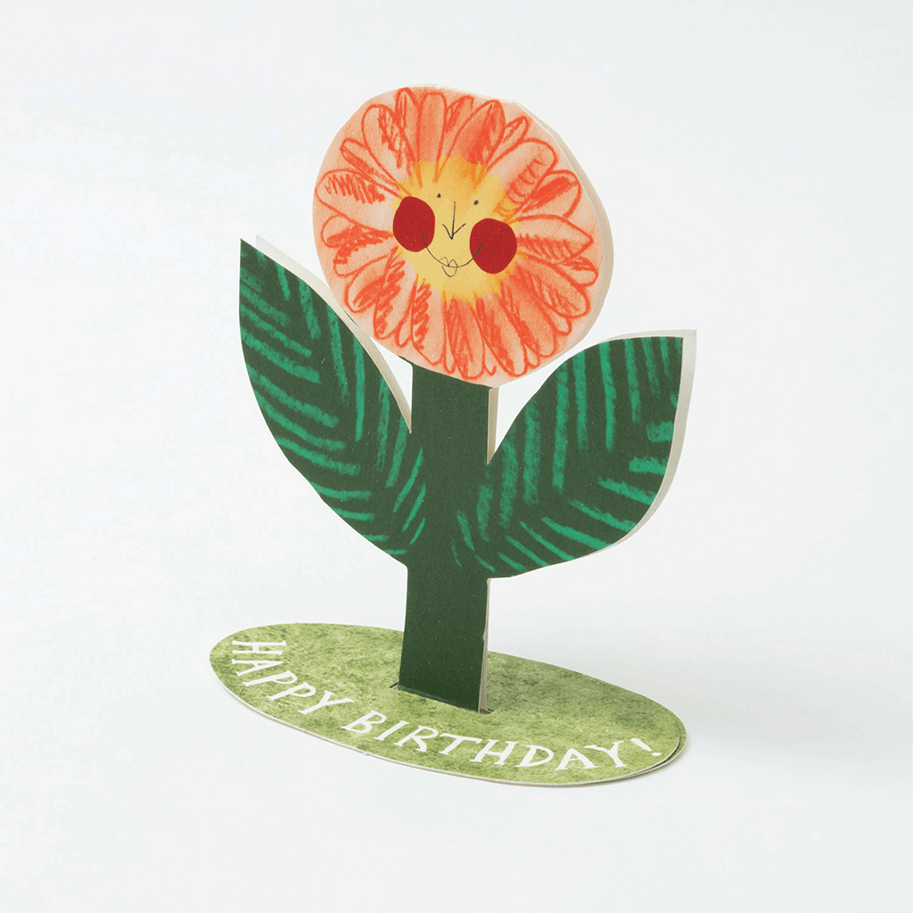 Standing flower happy birthday card standing up on its own