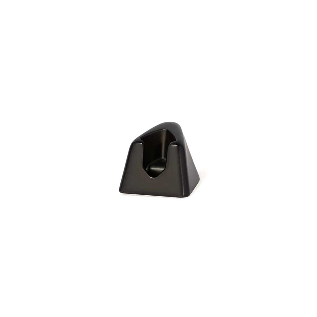 Matte black leaf razor stand on white background