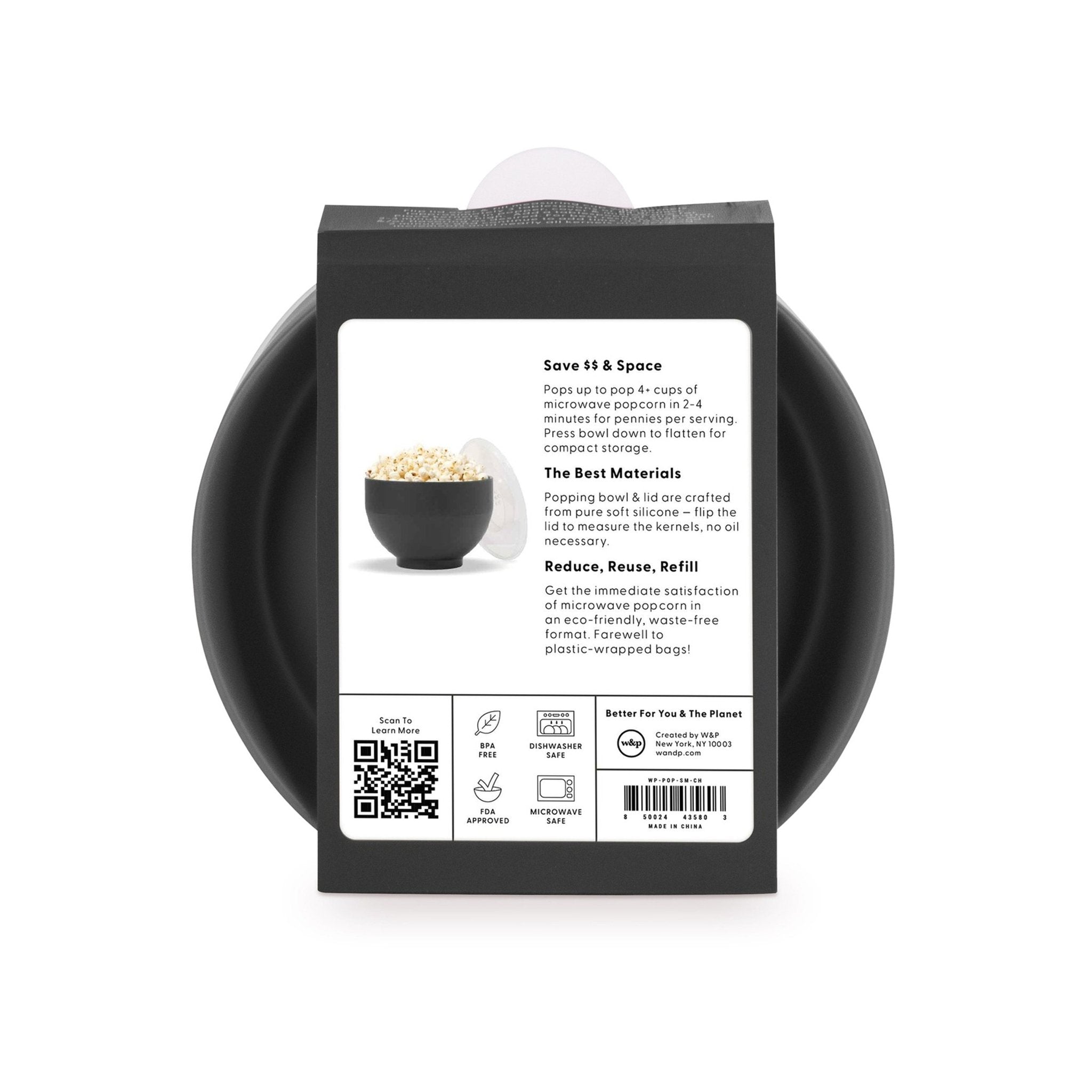 Back of popcorn popper with more product details including instructions