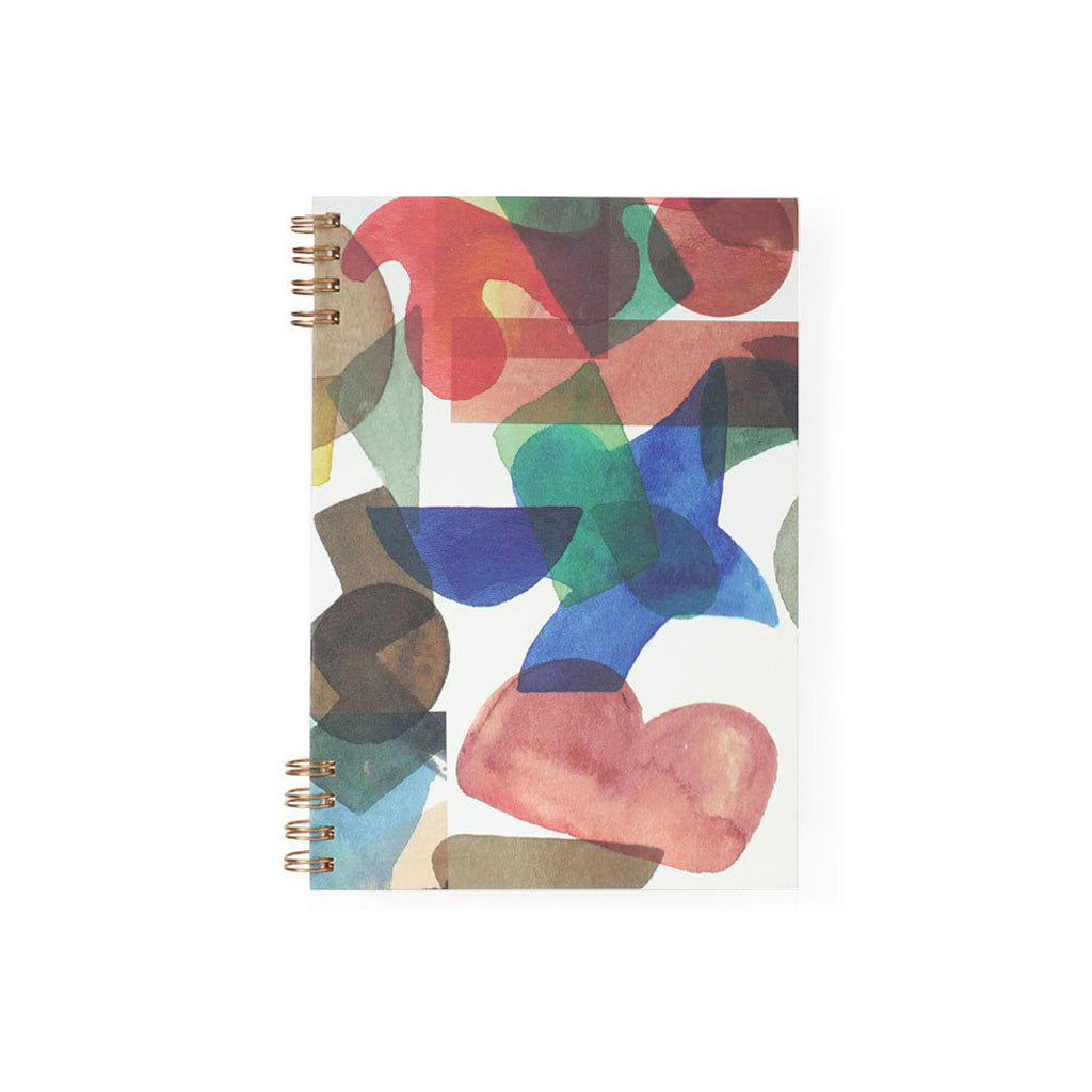 Notebook with abstract colorful design on a white background
