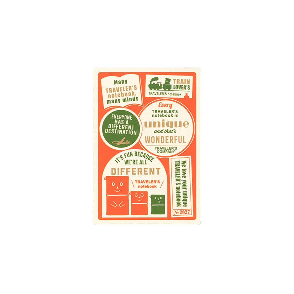A Traveler's Passport Notebook plastic sheet board with colorful designs for 2027 diary theme on white background