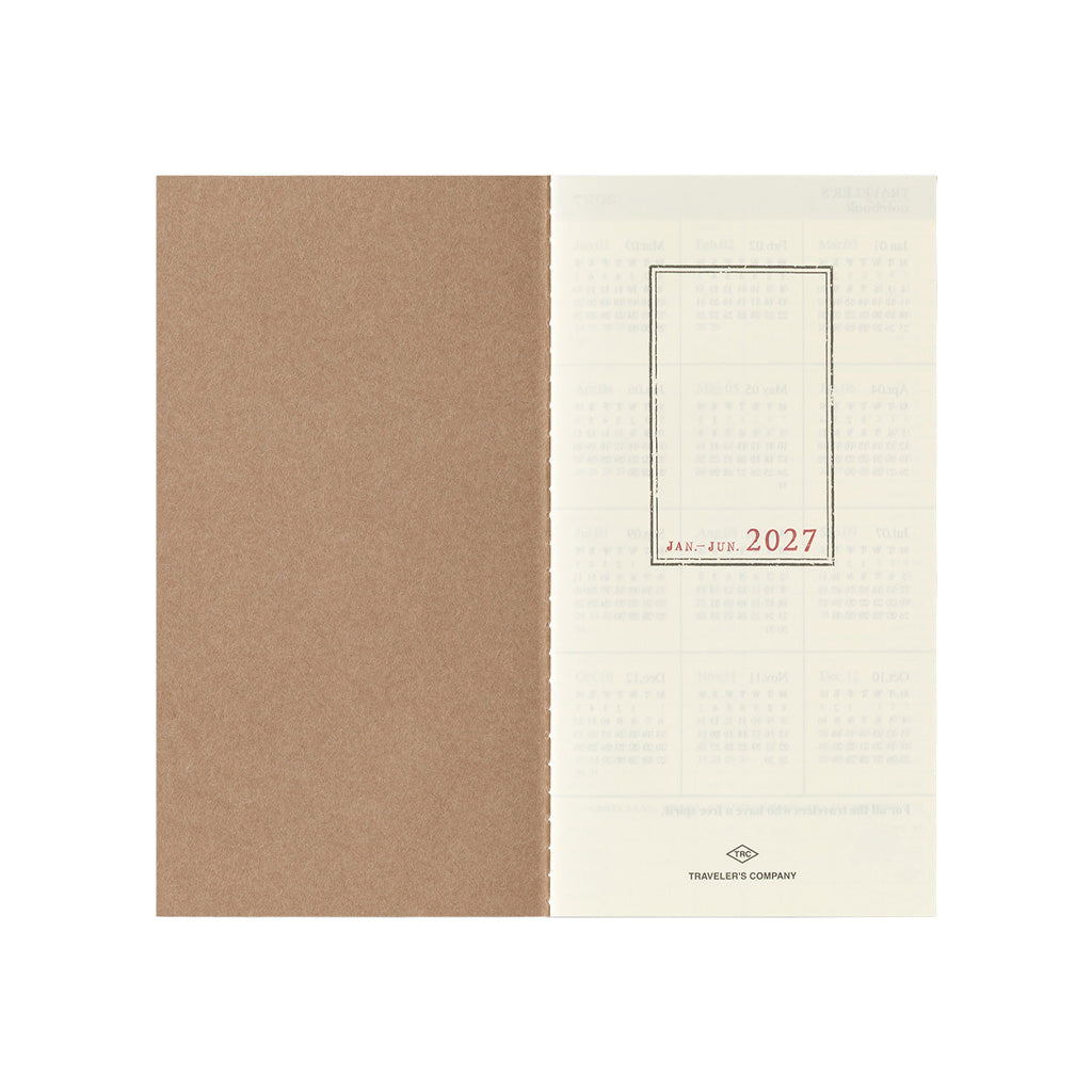 A January through June Traveler's Notebook Weekly Diary 2027 refill on white background