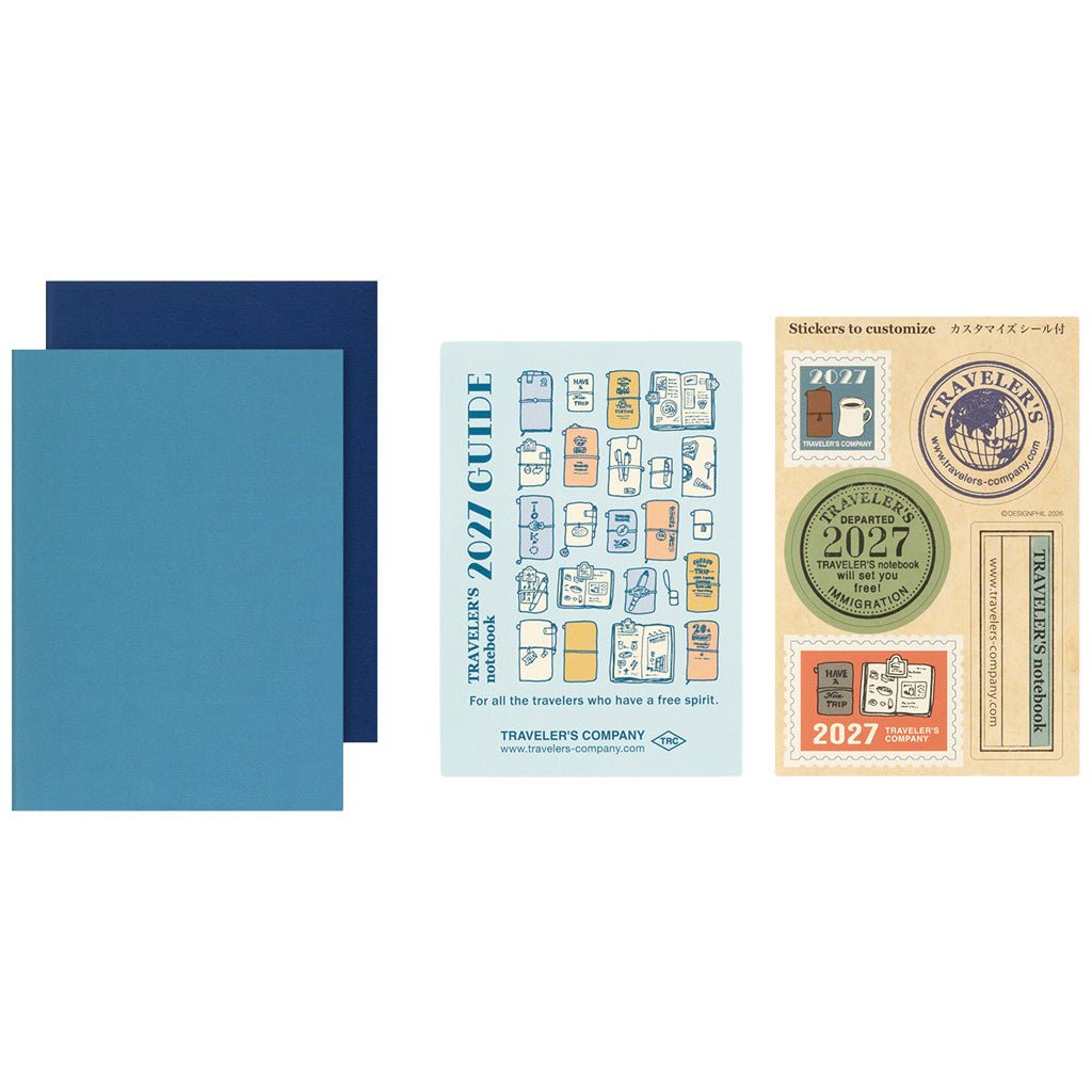 Two Traveler's Passport diary refills and a 2027 guide on white background
