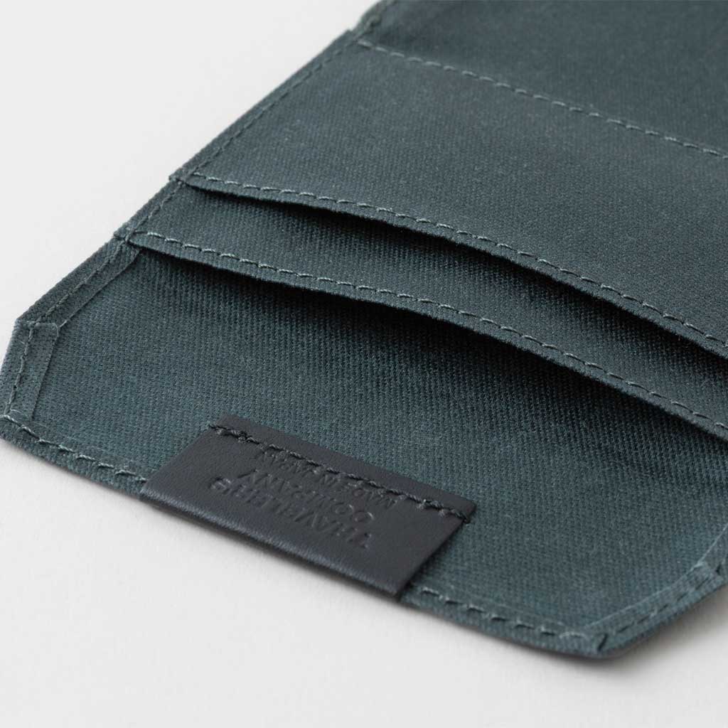 Open black zippered case against light background