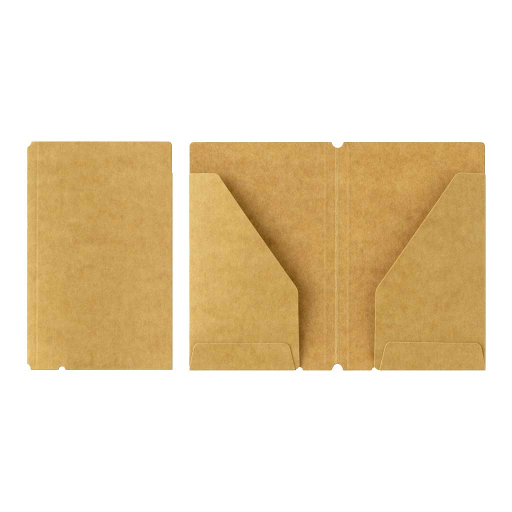 Kraft paper insert for traveler's card-size notebook on white background