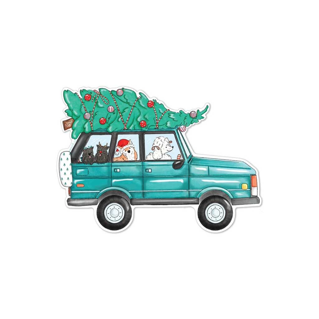 Tree and Dogs in Car Fridge Card Boston General Store