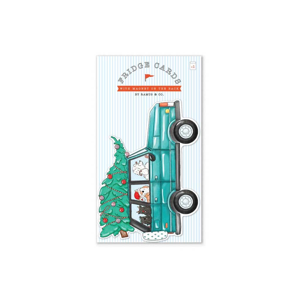 Tree and Dogs in Car Fridge Card Boston General Store