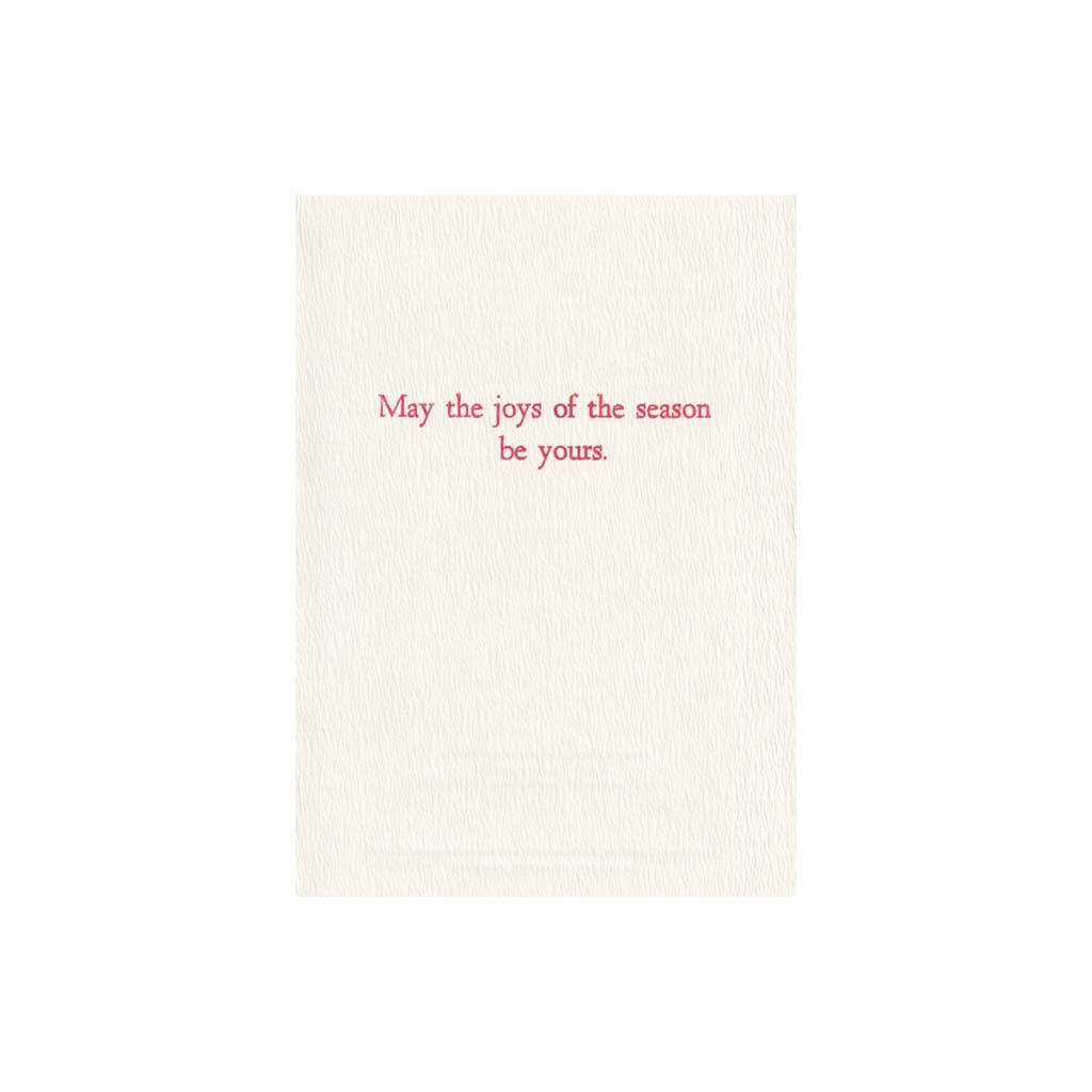 inside of card with text that reads may the joys of the season be yours