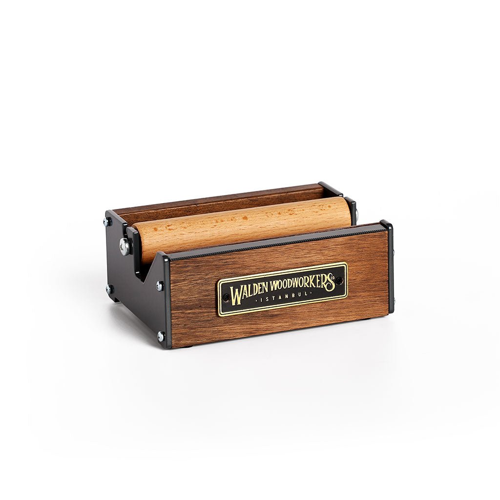 Medium wooden washi tape dispenser on white background