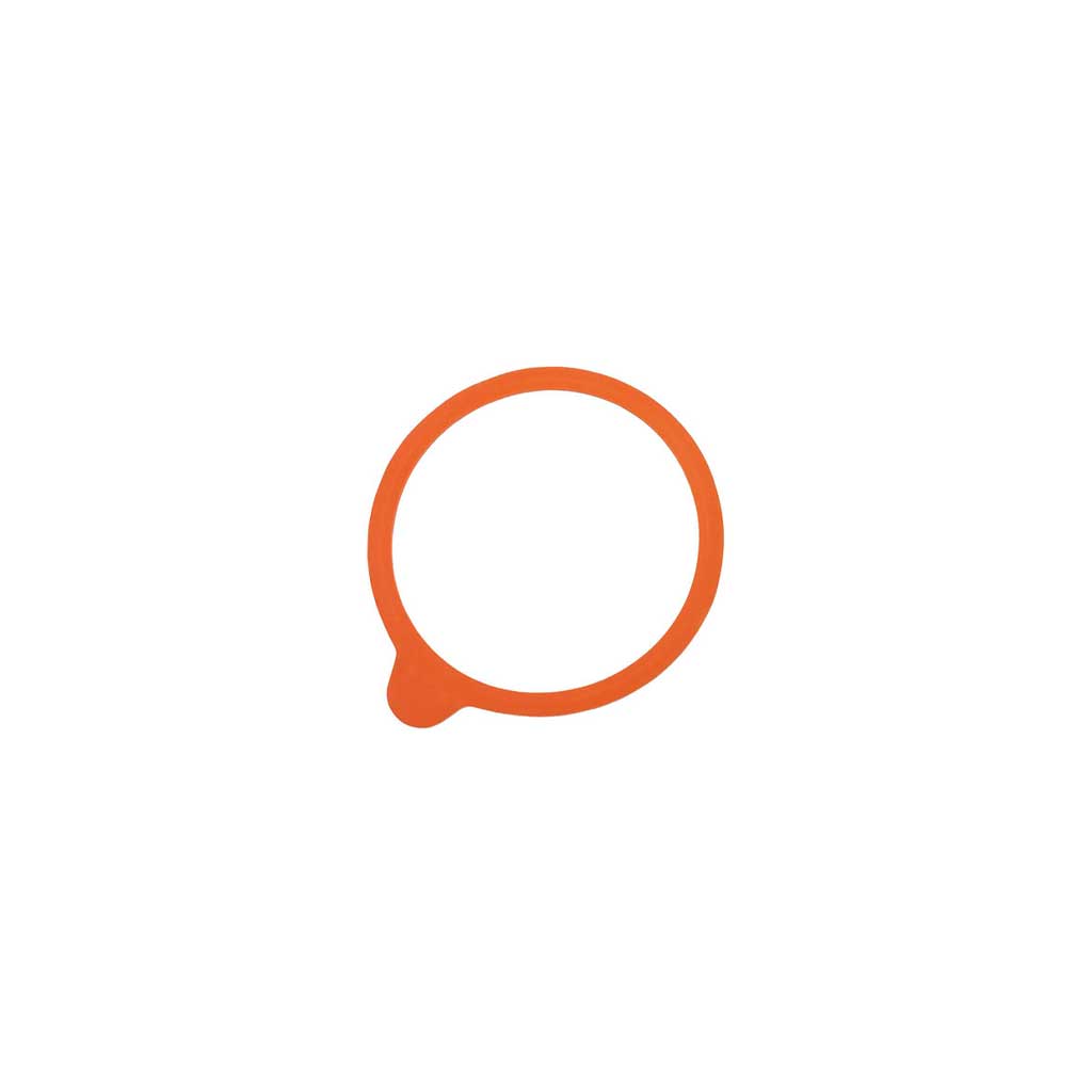 Extra small orange rubber replacement gasket ring for Weck glass jar on white background