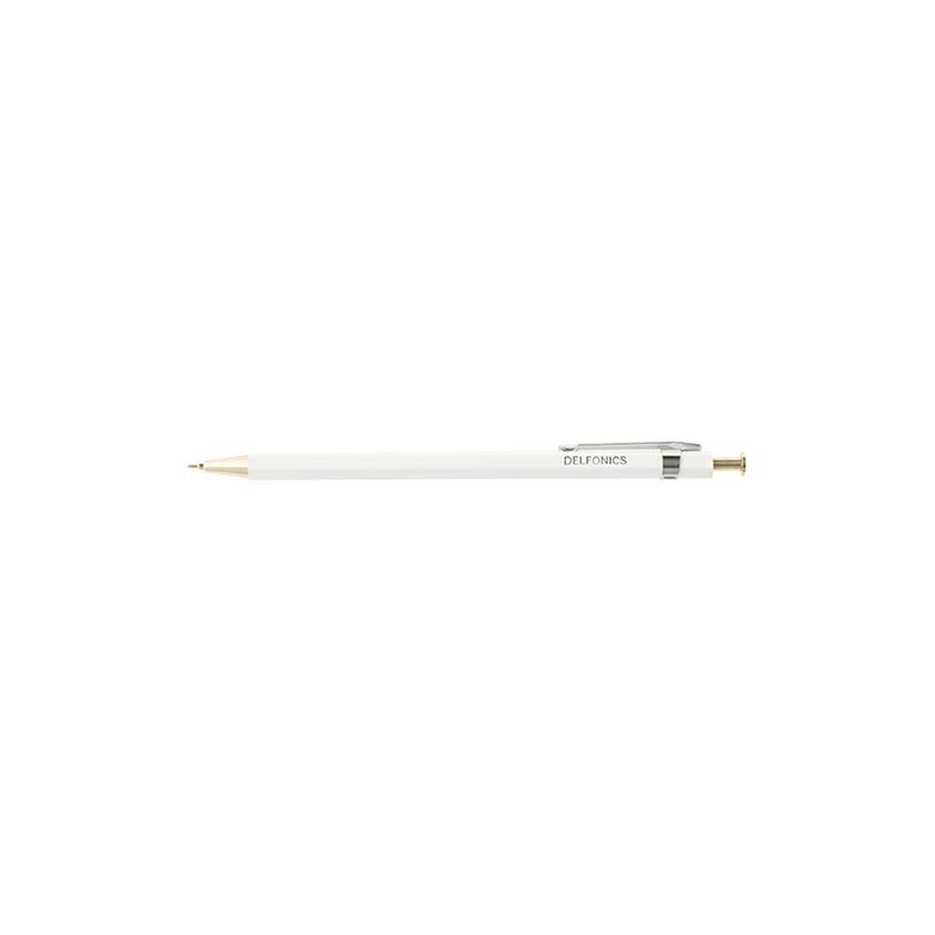 White pen with silver accents on a white background