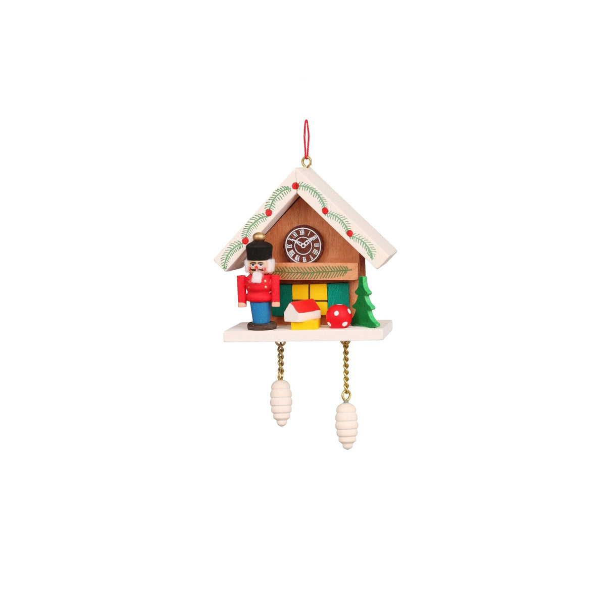 Wooden Cuckoo Clock with Nutcracker Ornament Boston General Store
