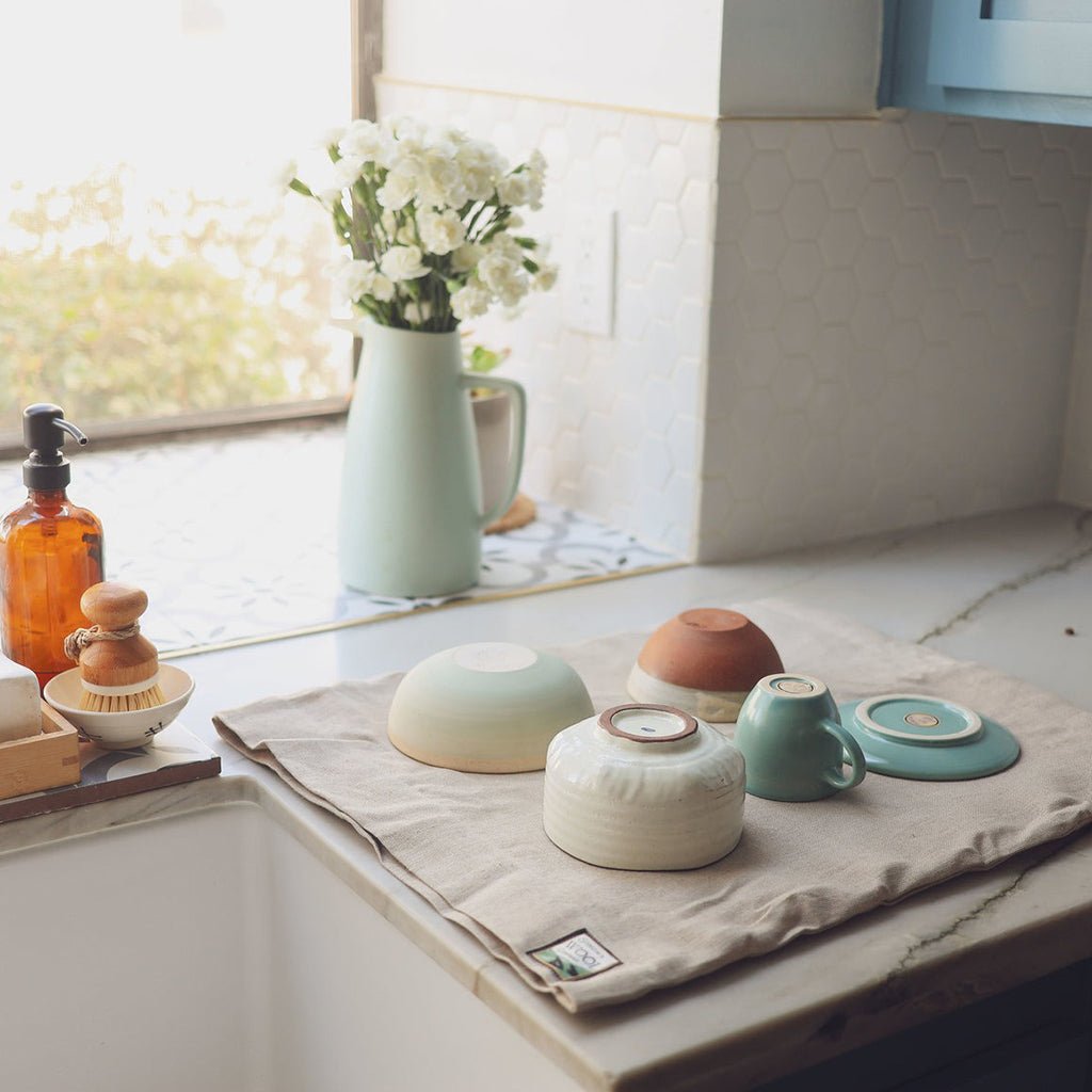 Wool Dish Drying Mat with Linen Sleeve Boston General Store