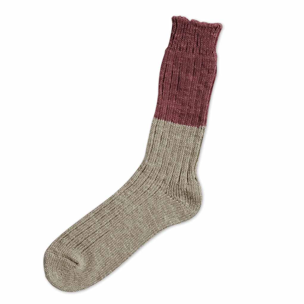 Wool Cotton Slab Socks Small Red  at Boston General Store