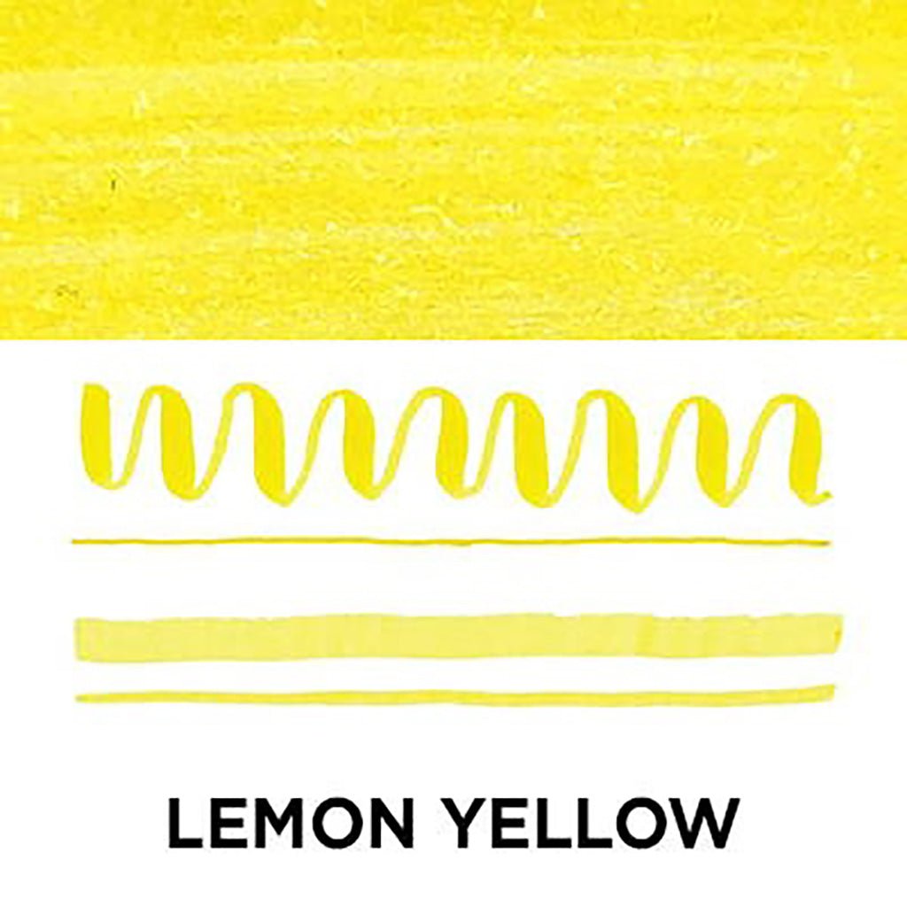 Lemon yellow color swatch with decorative elements on a white background