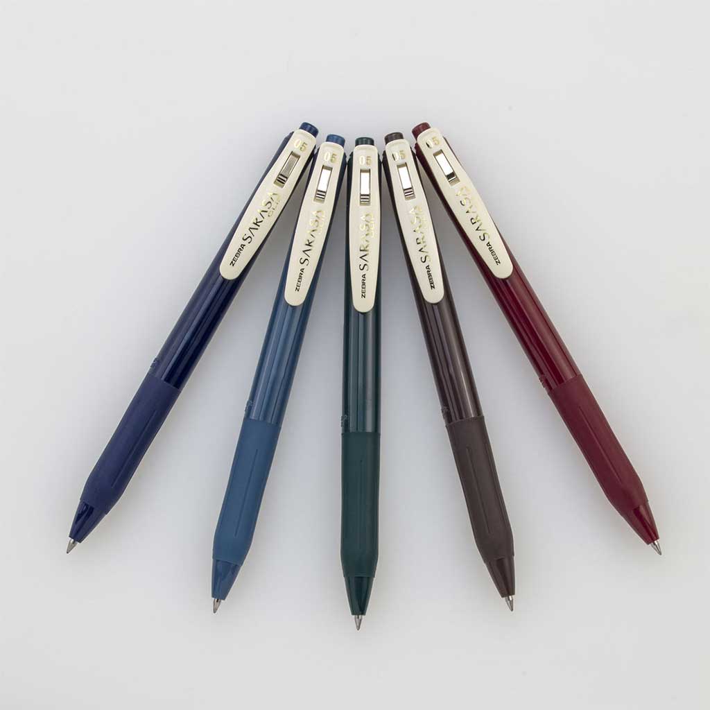 Zebra Sarasa Clip 0.5 Gel Pen, Vintage Colors - Set of 5 Boston General Store